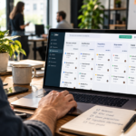 Commercial utilisant un logiciel CRM pour suivre ses prospects et ses opportunités commerciales